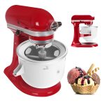 Ice Cream Attachments Compatible with KitchenAid Stand Mixer, Frozen Yogurt, Ice Cream and Sorbet Gelato Maker Bowl Fits for 4.5qt and Larger Stand