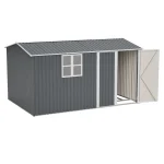 AECOJOY 12x8 Ft Outdoor Storage Shed, XL Heavy-Duty Steel Building with Window
