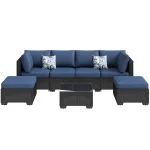 AECOJOY 7 Piece Outdoor Patio Furniture Set, Black & Navy