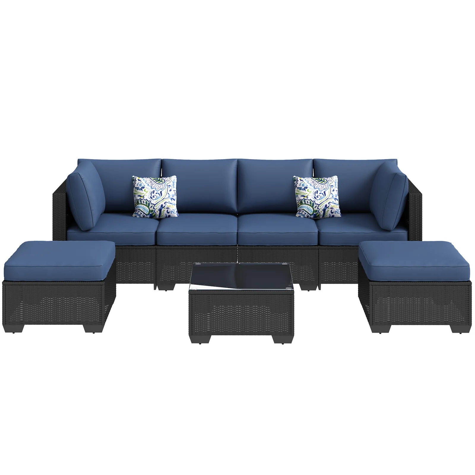c0c50bd52937717c2fc74b8b010d013049f9c170a63dd2603c2494207781e9b7.webp AECOJOY 7 Piece Outdoor Patio Furniture Set, Black & Navy - Image 1