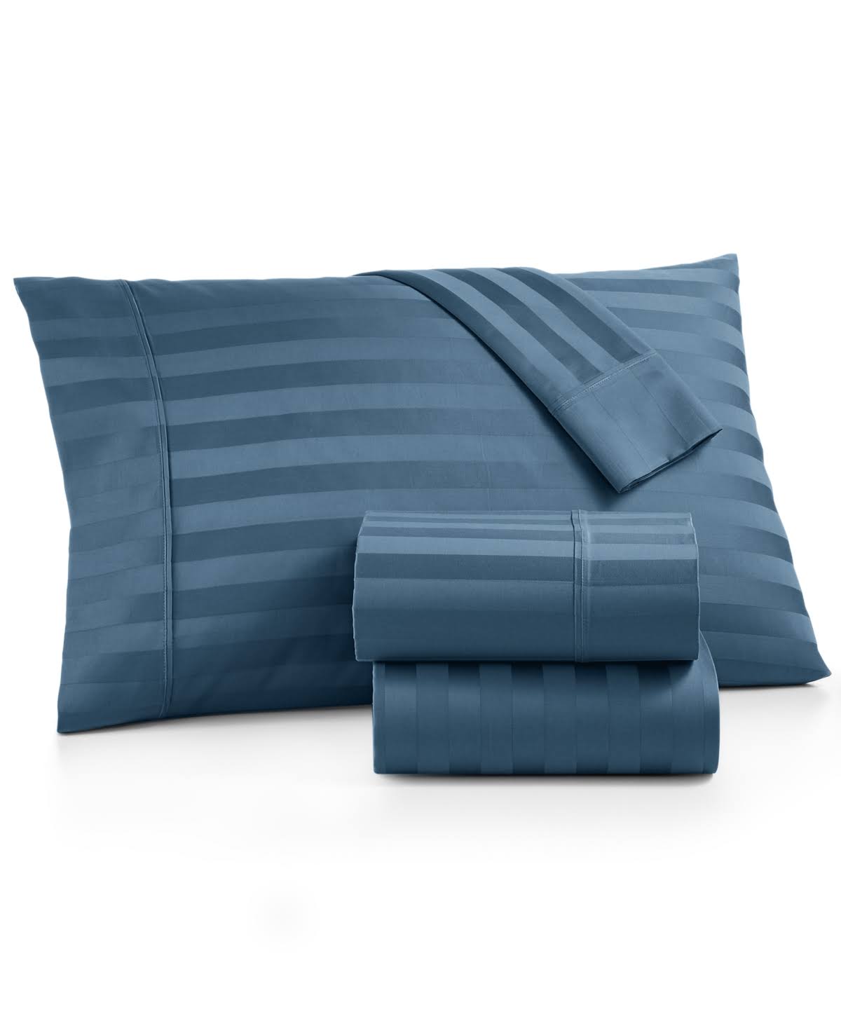 AQ Textiles Bergen Stripe 4-pc. Queen Extra-Deep Sheet Set 1000 Thread Count 100% Certified Egyptian Cotton - Blue