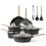 Carote Nonstick Pots and Pans Set, 13 Pcs Induction Kitchen Cookware Sets (Black Granite), Size: 6