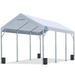Advance Outdoor 12x20 ft Carport with Adjustable Height from 9.5 ft to 11 ft, Heavy Duty Car Canopy Garage Party Tent Boat Shelter, 8 Legs with 8