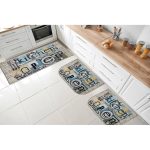 Kashi Home Open Kitchen 3PC Kitchen Rug Set, (2) Slice 18 inchx30 inch Rugs, (1) 20 inchx40 inch Mat, Non-slid Latex Back, Size: 3 PC Set