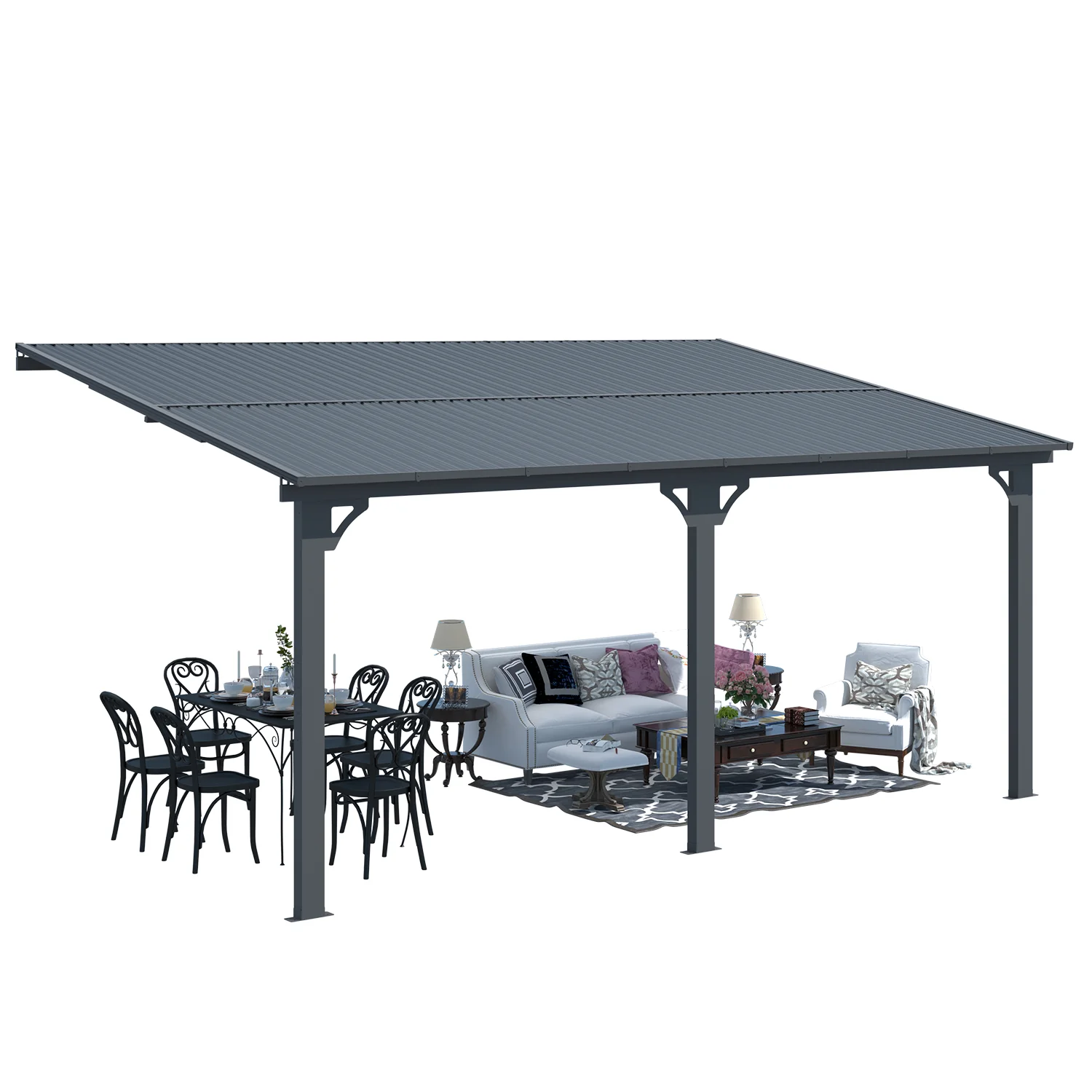 c1448f35bc39fc4988186c675369db698cf3d52753614a834f9c583da361cd18.webp AECOJOY 16x10 Outdoor Hardtop Gazebo Adjustable Height (6.5-9.8Ft) Pergola for Patio - Image 1