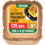 Air Fryer Liners, 120pcs Disposable Parchment Paper Liners ÿ Non-Stick and Oil Proof for Easy Cleanup ÿ 8�� Square for 5-8 qt Basket by Baker's