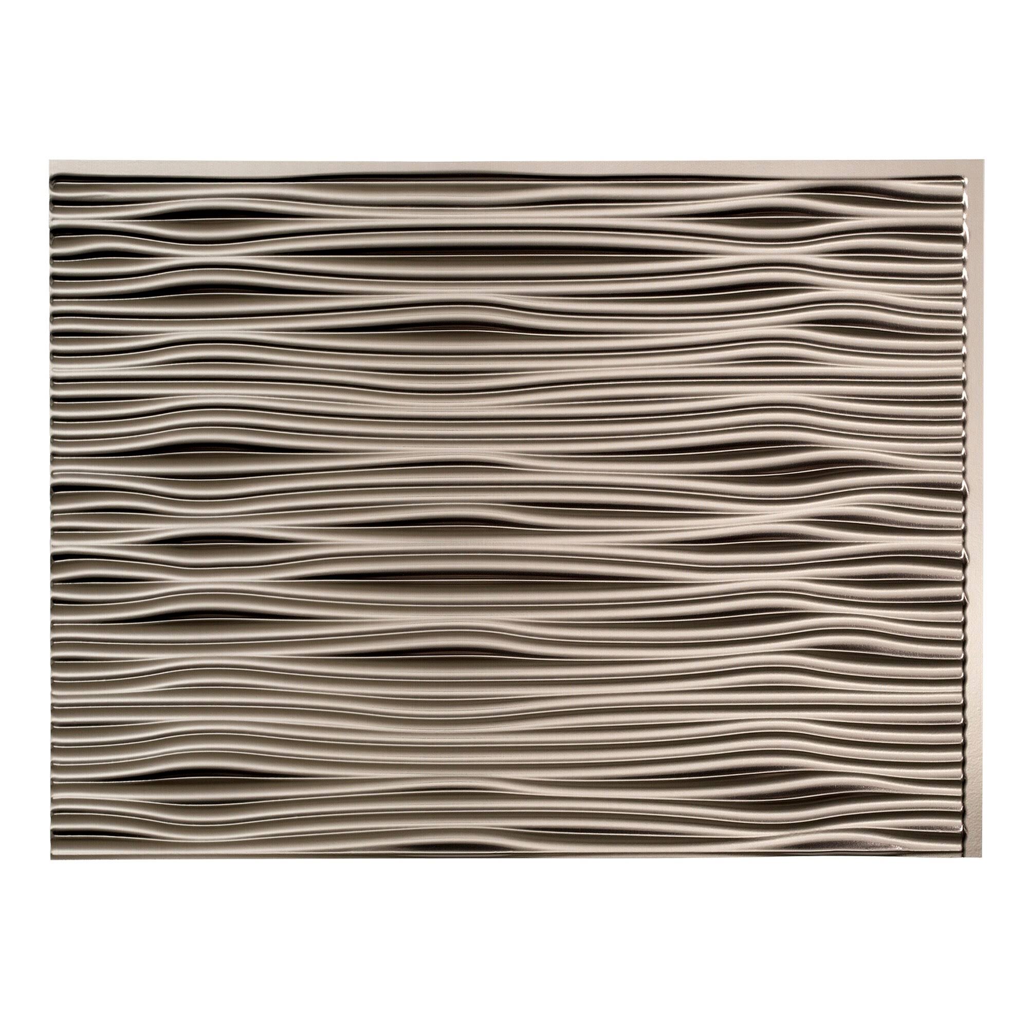 c1600680979377d664c9c457c63e4b7f9cd2805d9eb65a671bc7e111da3dc33b.jpg Fasade Waves Brushed Nickel 15-square Foot Backsplash Kit - Image 1