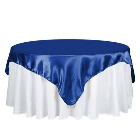 c1638473e9cf0300f9e3a3e5ec5c44bd84a563dc436558e71391d8f21c5df09e.jpg Efavormart 72" Satin Square Tablecloth Overlay for Wedding Catering Party Table Decorations Royal Blue Square Tablecloth Cover - Image 1