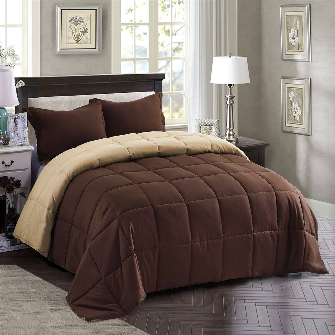 c16491a6bd2bc9f6837e5f8cfea5399400b3cafd2a944b85bc5d5c2fe0d74de3.jpg Wynton Microfiber Reversible 3 Piece Comforter Set Ebern Designs Color: Chocolate/Brown, Size: Full/Queen Comforter + 2 Standard Shams - Image 1