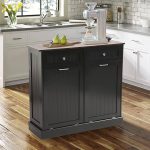 Kigoty Dual Kitchen Trash Cabinet, Double Tilt Out Trash Can Cabinet with Countertop and Drawer (Black)