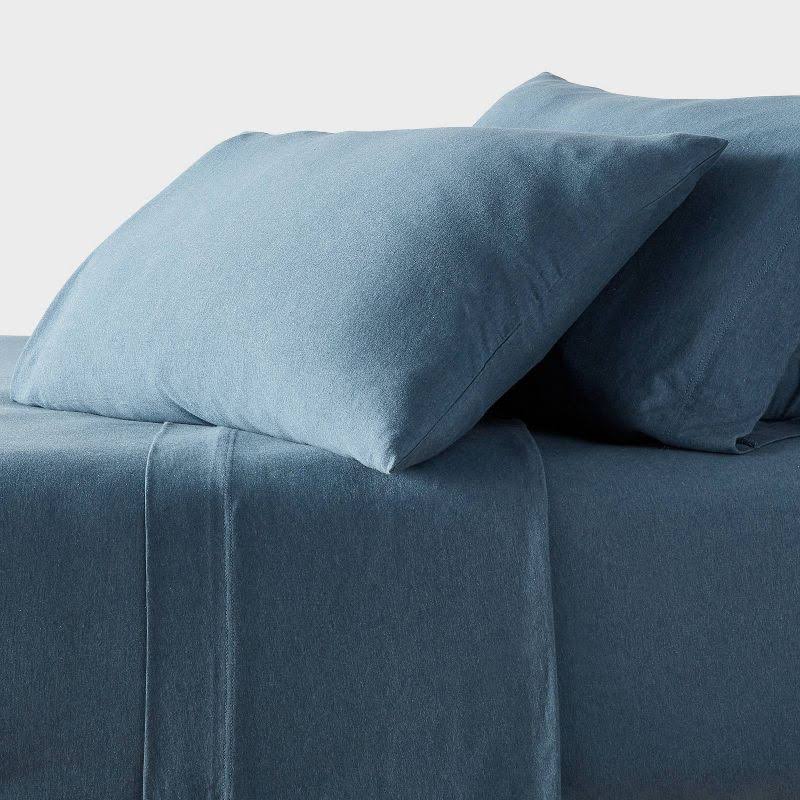 c18397492c3b0cf682ccf978365511c2e00cd5e18240c1aa27de570ad564ab90.jpg Full Cotton Jersey Sheet Set Teal Heather - Threshold - Image 1