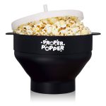 The Original Proper Popper Microwave Popcorn Popper, Silicone Popcorn Maker, Collapsible Bowl BPA Free & Dishwasher Safe - (Black)