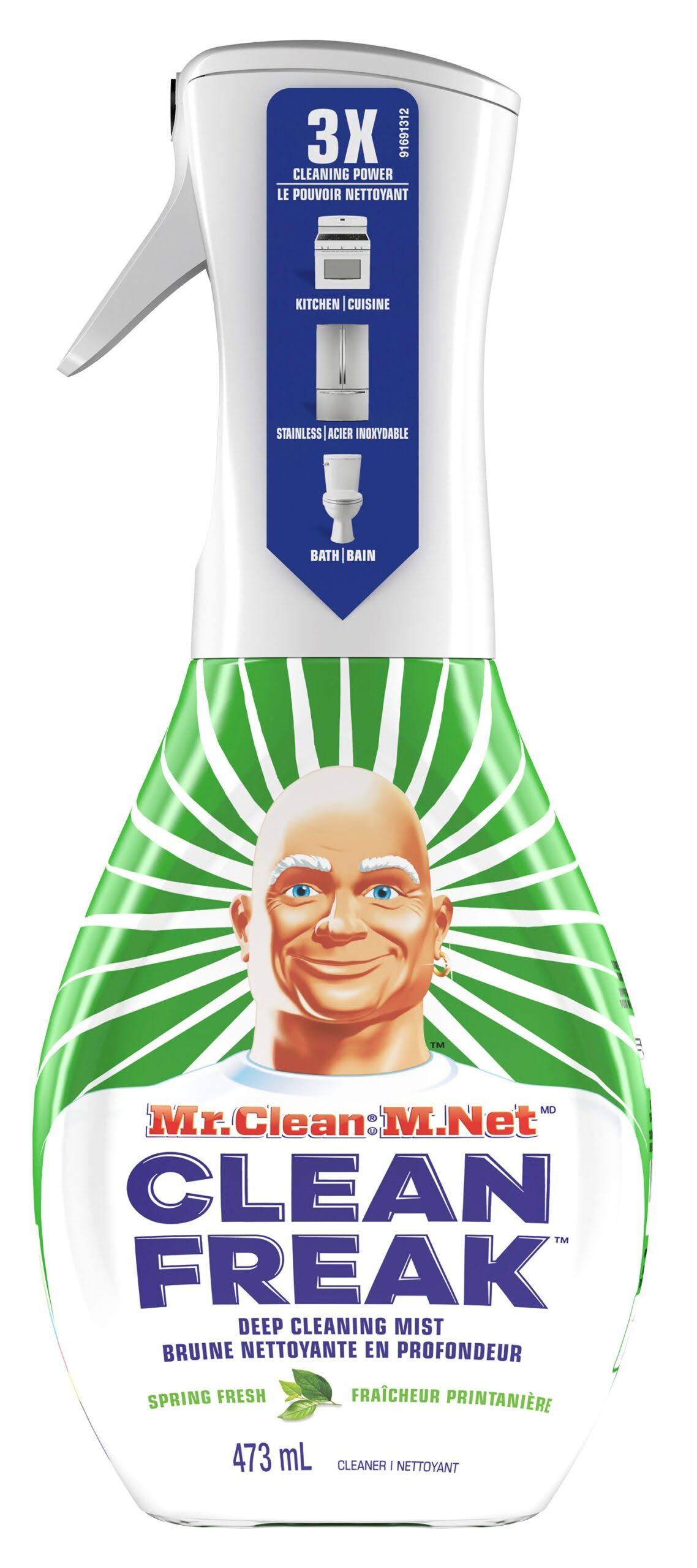 c197cc20da8892d7ded335f2fe89ca14b5f16a6e4fb130a0fbea1c1d2071ef0c.jpg Mr. Clean Cleaner, with Original Gain Scent, Deep Cleaning Mist, Clean Freak - 16 fl oz - Image 1
