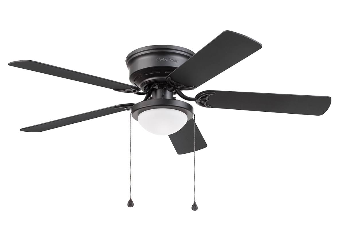 c1c3e91db34ba7dd7e62180e153e9867cbf8f6ab062f48e4f04375b7f92ea917.jpg Harbor Breeze Armitage 52-in Matte Black Indoor Flush Mount Ceiling Fan with Light (5-Blade) - Image 1