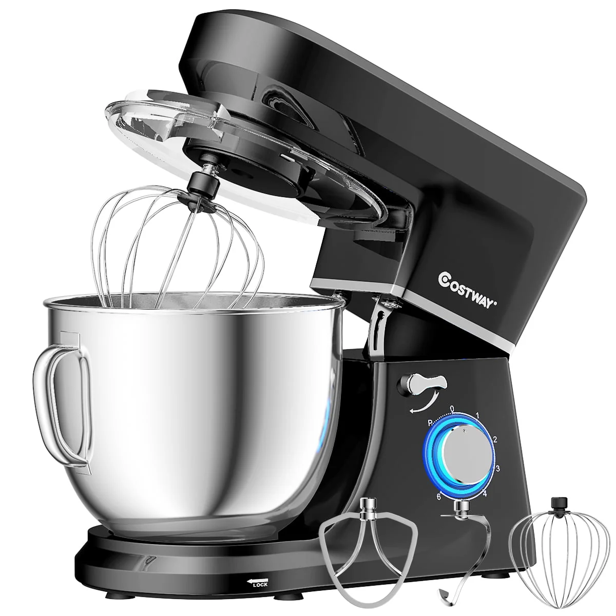 c1e361ee81acd7bfe20c137f07c0851d13eb702931aa27663b7b98d62eb57e7a.webp Costway Tilt - Head Stand Mixer 7.5 Qt 6 Speed 660W with Dough Hook, Whisk & Beater Black - Image 1
