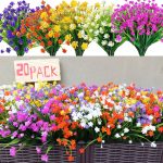 20 Bundles Artificial Fake Flowers, UV Resistant Faux Flowers Arrangement, Fake Plants Greenery Shrubs for Indoor Outdo