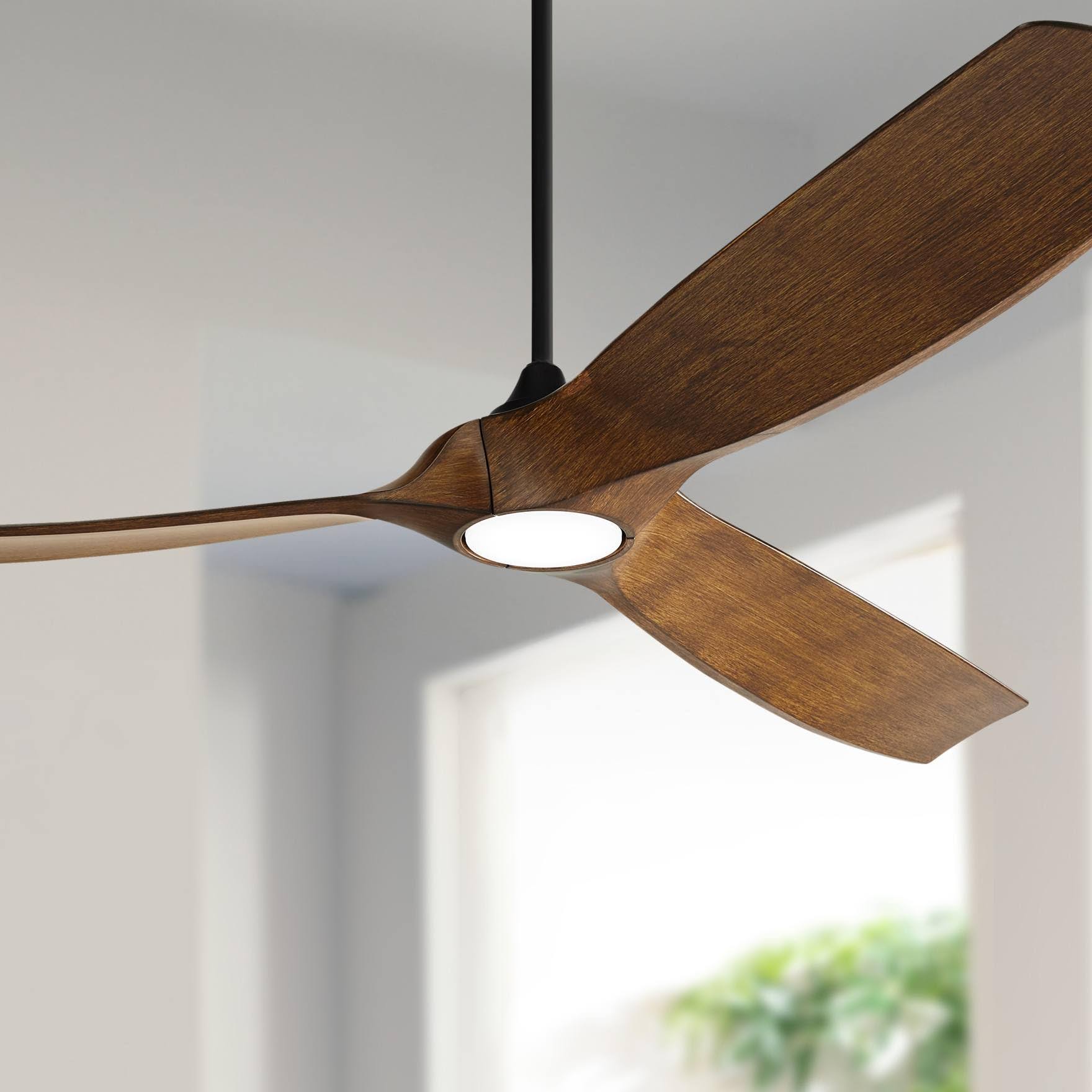 c210bf7aa37ceb7314a67e5eef447fa23898a7ee7a8a62a06845acb75ba0e9ca.jpg Casa Vieja 70" Kona Modern Tropical Coastal 3 Blade Indoor Outdoor Ceiling Fan with LED Light Remote Control Black Damp Rated Dimmable for Patio - Image 1