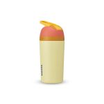 Owala Kids Flip Insulated Stainless-Steel Water Bottle with Straw and Locking Lid, 14-ounce, Orange/Yellow (Misty Horizon)