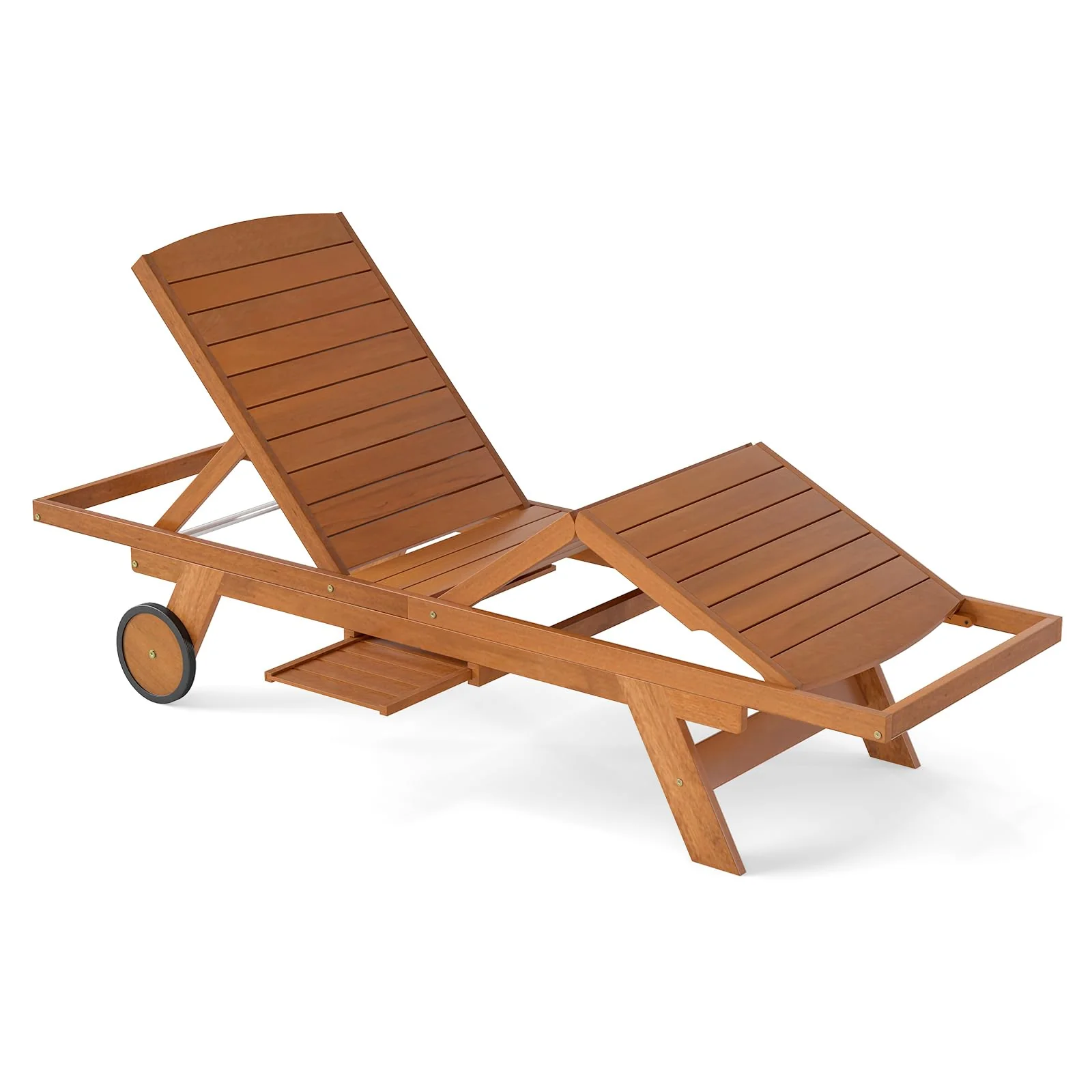 c29bf46cb988b798d4375e3824f04230215648684471fe042d902fd0ffa864be.webp Tangkula Outdoor Chaise Lounge Chair with Wheels 4-Position Patio Wood Recliner with Adjustable Backrest - Image 1