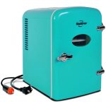 Koolatron 4L Retro Portable Mini Fridge 12V DC 110V AC Cooler, Aqua