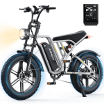AIRWEST Peak 1000W Electric Bike for Adults - Reaches 25MPH, 65 Miles Long Range, 48V 13ah Battery, Full Suspension, 7 - Speed, 20" Fat Tire Electric Motorcycle Dirt Bike, UL2849
