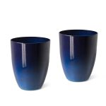 Glitzhome Oversized Faux Ceramic Tall Pot Planter, Set of 2 - Blue
