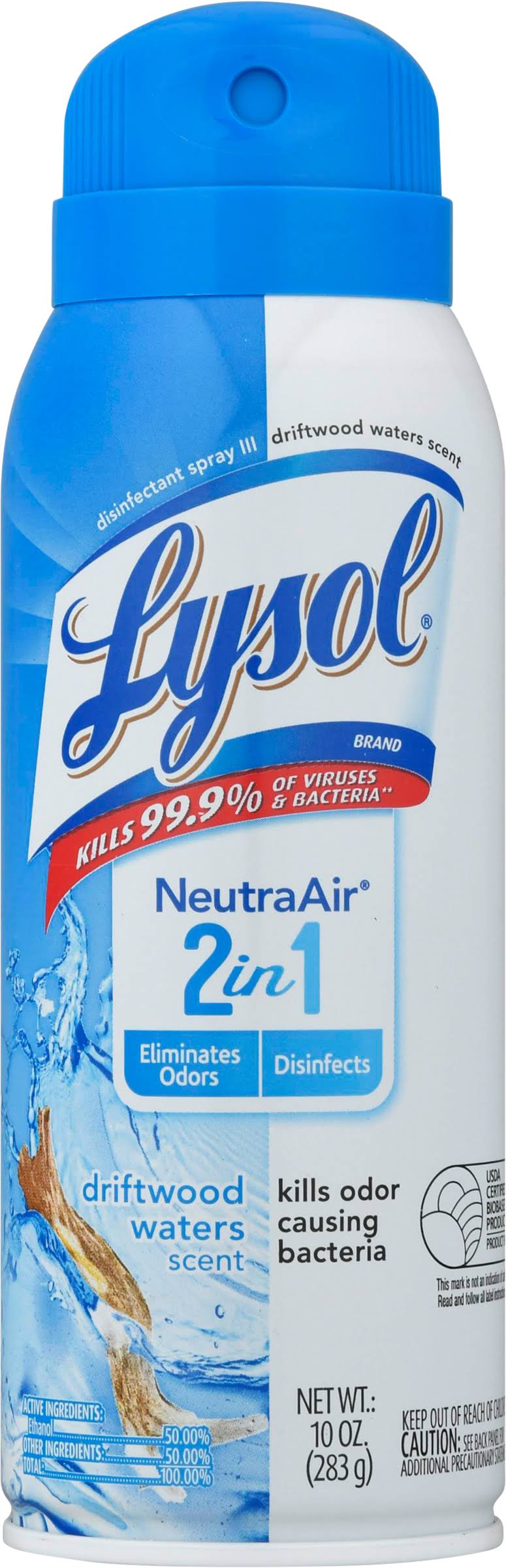 c2f22aad4be35181f813f516de06b4512e7b4e5e8ce646908b12164fbba27c7b.jpg Lysol NeutraAir Disinfectant Spray III, 2 in 1, Driftwood Waters Scent - 10 oz - Image 1