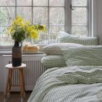 Piglet in Bed Set of 2 Gingham Linen Pillowcases Pear