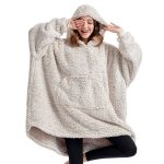 HORIMOTE Home Cozy Sherpa Wearable Snuggle Blanket Hoodie for Adults Women Men Kids Gift Idea, Super Warm Lightweight Oversized Blanket Sweatshirt,