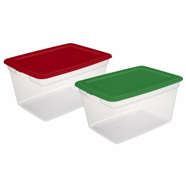c31bda41275551bedde0097245707b59b936f7427b45981b6085ad2ff781243c.jpg Sterilite 58 Qt. Storage Box Plastic, Christmas Assorted - Image 1