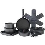 SENSARTE 17 Piece Pots and Pans Set. Detachable Handle Cookware