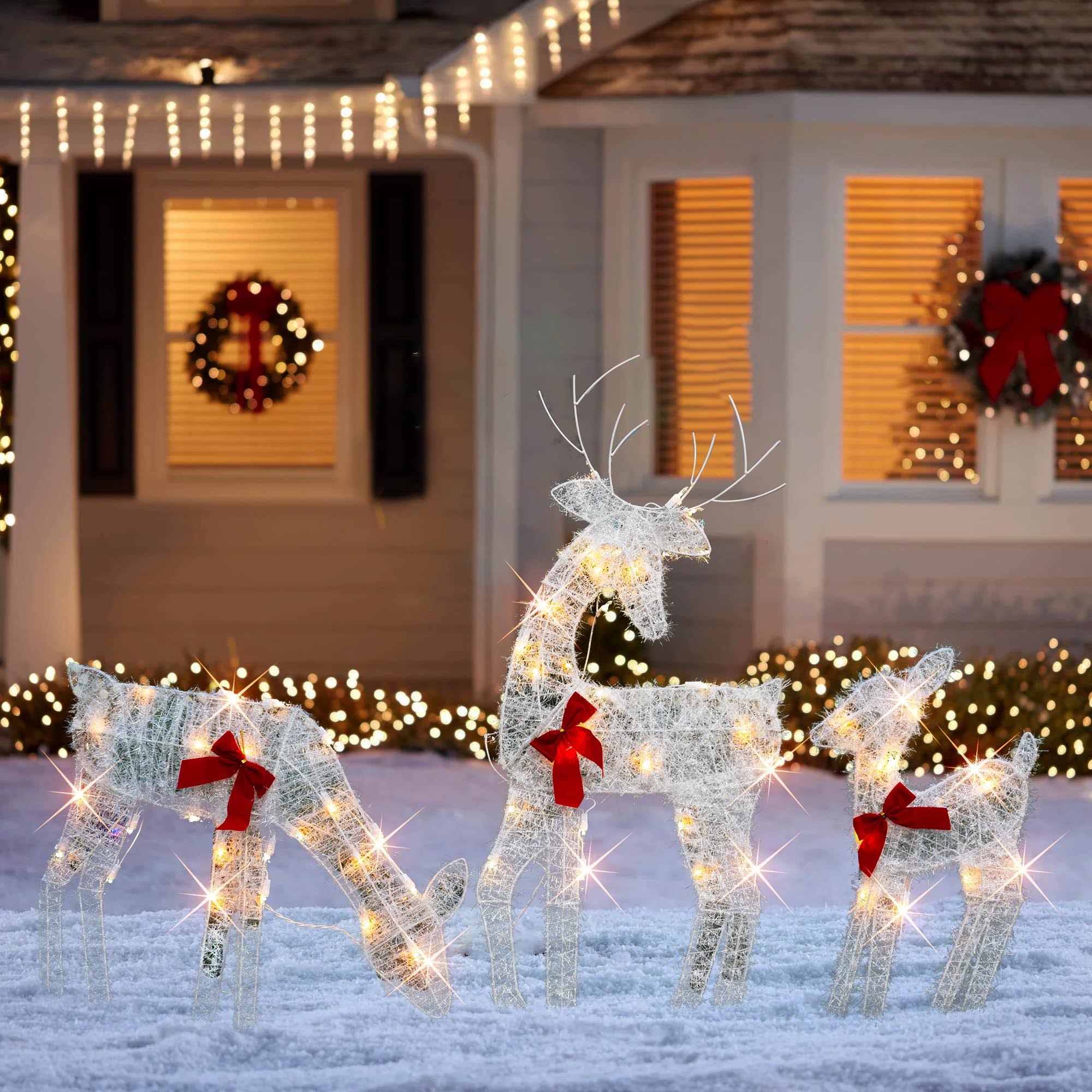 c361e4b9150bee704c09bcc33b987ebef16ce9ff0e02f80b324d48ad14121f1a.jpg Christmas Decoration Outdoor 60 Light Up Deer Family, 3-Piece Set 2D Waterproof - Image 1
