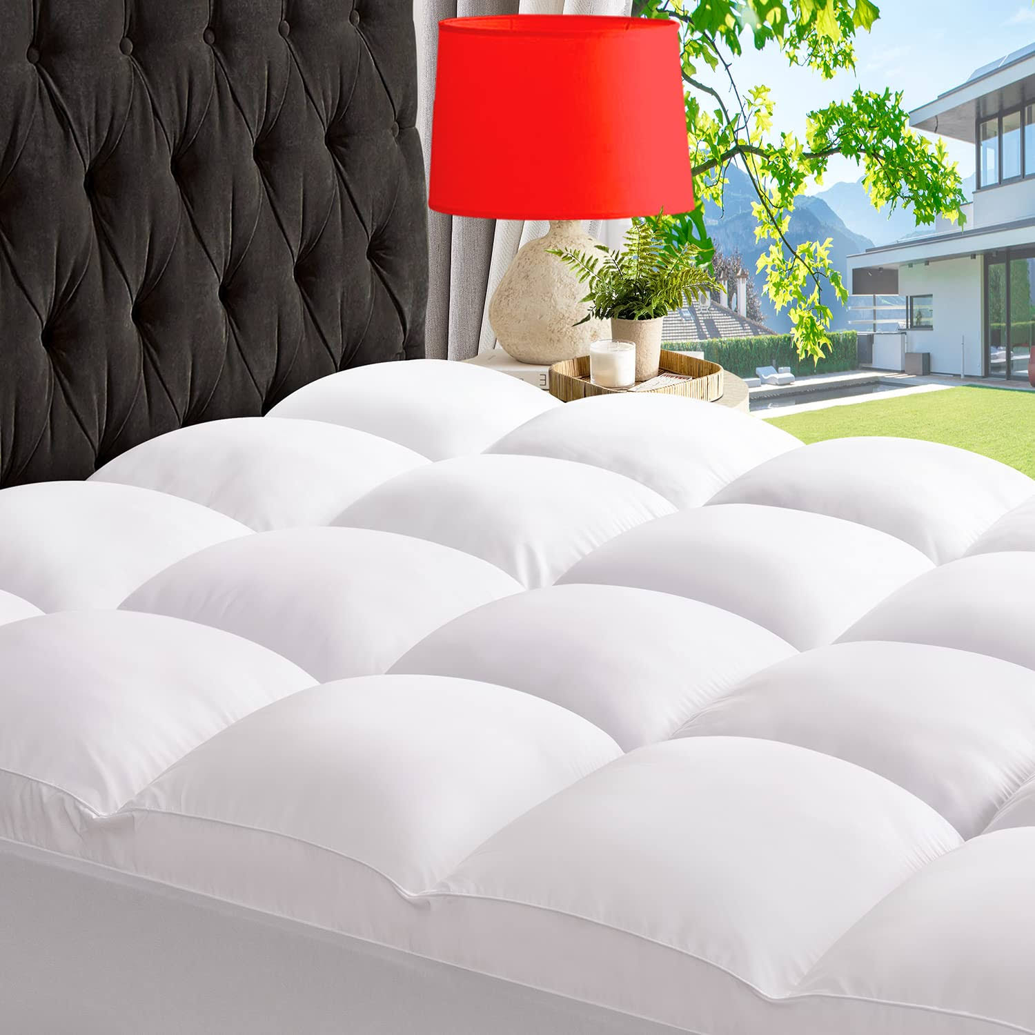 c3a5f610f79aeca7047962d77fe403ce7b5092e68513e01c49481ddf537c41b8.jpg ABENE Mattress Topper for Back Pain Relief, Extra Thick Mattress Pad Pillowtop, Soft Mattress Protector Cover with 8"-21" Deep Pocket, Overfilled - Image 1