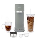 Mr. Coffee Single-Serve Iced and Hot Coffee Maker with Reusable Tumbler and Reusable Coffee Filter, Rock