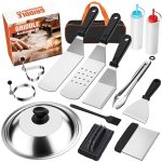 Kesfitt Blackstone Griddle Accessories Kit,14pcs Flat Top Grill Accessories Set for Blackstone and Camp Chef, Enlarged Spatulas, Basting