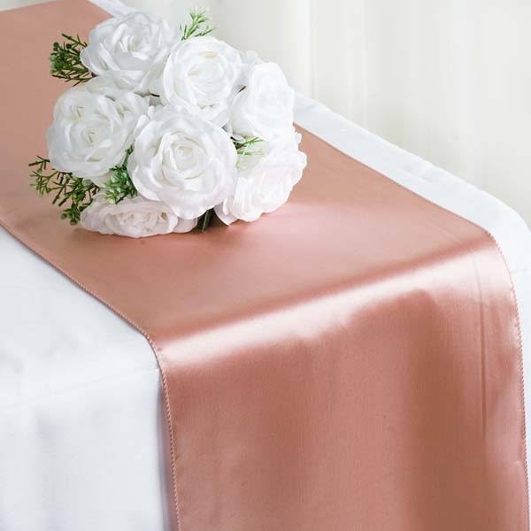 c3b995752e54aeb6a19537ac346e6446986e397a13cc6f667fc39f9865824e78.jpg Efavormart Premium Satin Table Top Runner for Weddings Birthday Party Fit Rectangle and Round Table 12 inch x 108 inch Mauve, Pink - Image 1
