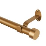 Elrene Home Fashions Serena 1" Window Drapery Single Curtain Rod with Contemporary Cap Finial, 28"-48" Adjustable, Soft Gold