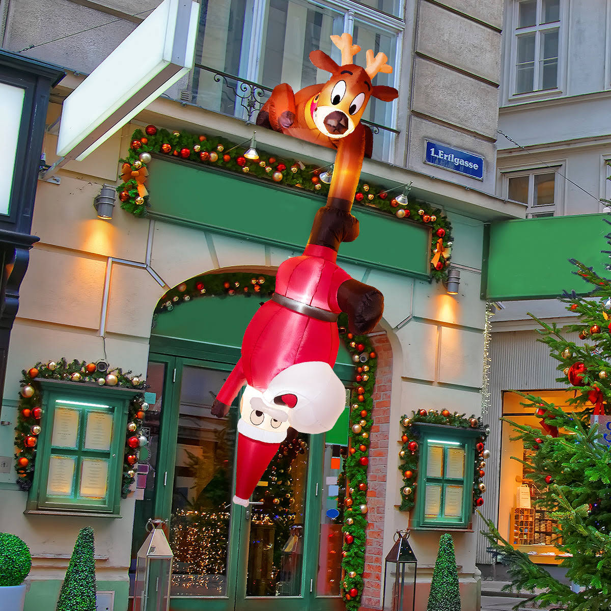 c3dea7e349d34c2a6e7d0d35f566791738161ee75c94123ca91a817d4690222b.jpg 7.8ft Inflatable Reindeer and Santa Falling Christmas Hanging Decoration - Image 1