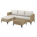 AECOJOY Outdoor Patio Furniture Set, 3 Pieces All Weather Wicker Rattan Sectional Sofa