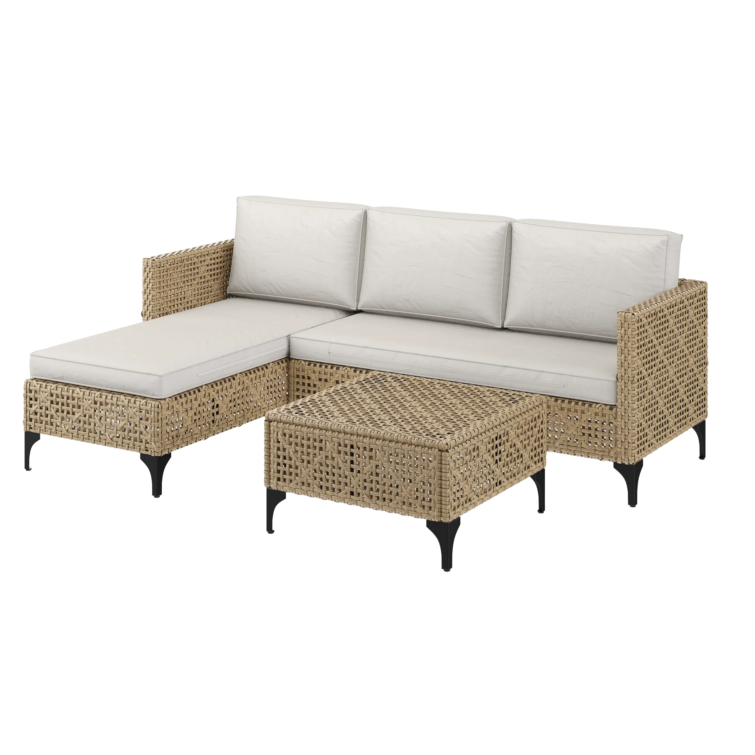 c3f27b9b9fab7db451e75bf8b23c7cab630d5da0041d643fb3f36042d0c14ed3.webp AECOJOY Outdoor Patio Furniture Set, 3 Pieces All Weather Wicker Rattan Sectional Sofa - Image 1