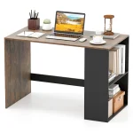Tangkula 44 Inch Wooden Computer Desk with Bookshelf for Small Space