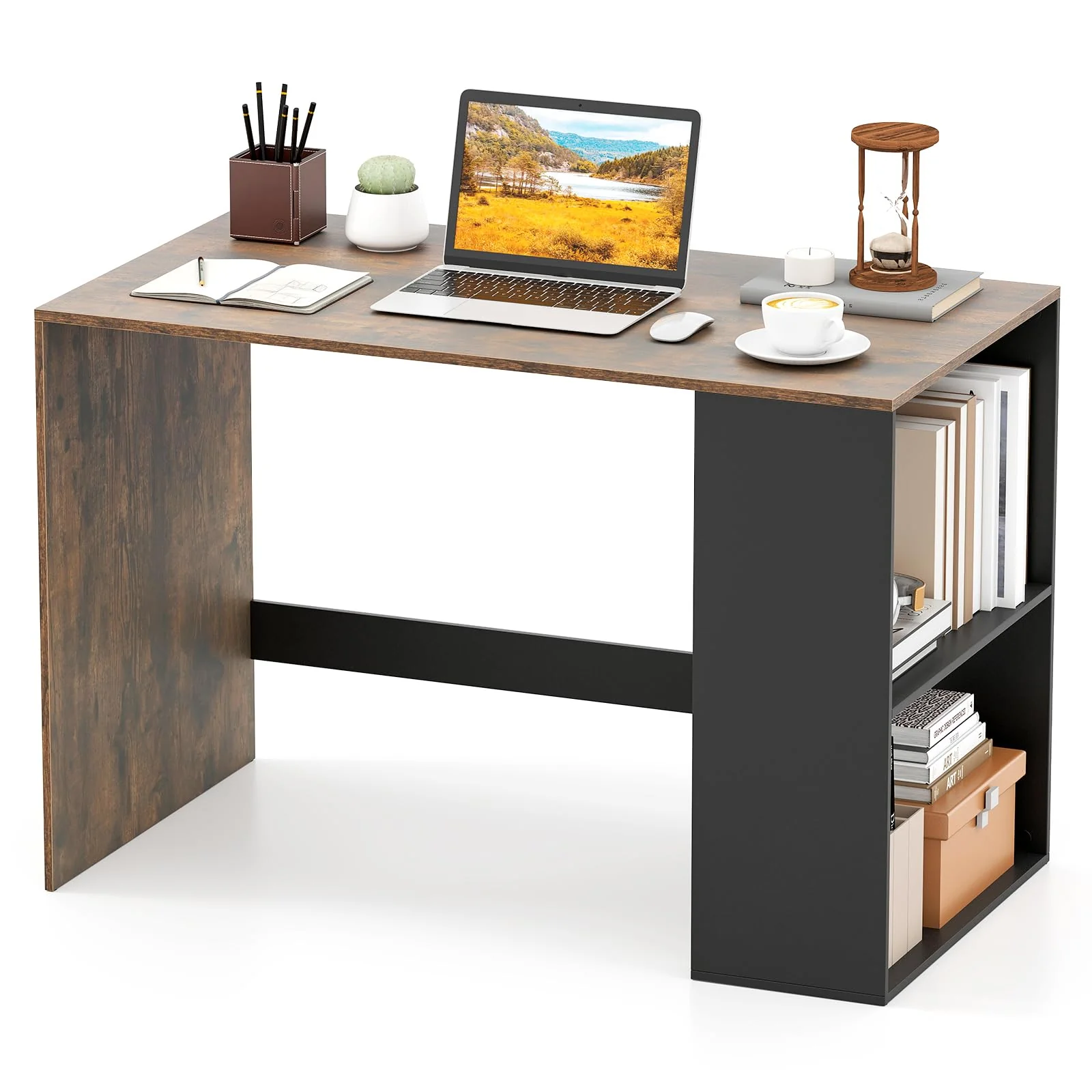 c404ca080ceb5136b0313f76568c5f357d8c82f856f5a80030419f1e9d2d89a7.webp Tangkula 44 Inch Wooden Computer Desk with Bookshelf for Small Space - Image 1