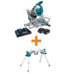 18V X2 (36V) LXT Brushless 10 in. Dual-Bevel Sliding Compound Miter Saw Kit (5.0Ah) with bonus Folding Miter Saw Stand-Instock