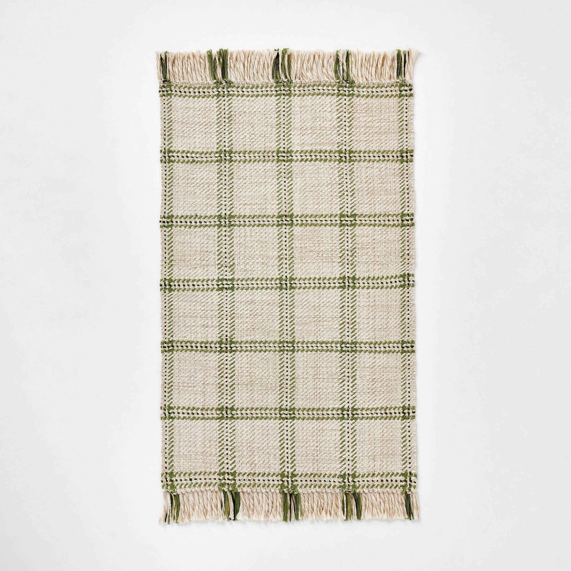 c40f13f8185f8ac1b0068b71cd7f968db97427d035afb538ef5ac0958432c542.jpg 2'1"X3'2" Indoor/Outdoor Plaid Accent Rug Green - Threshold Designed with Studio McGee - Image 1