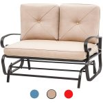 Incbruce Outdoor Glider Rocking Chair Patio Glider Bench for 2 Person, Porch Loveseat Seating Patio Steel Frame Chair Set with Cushion for Porch, Pat