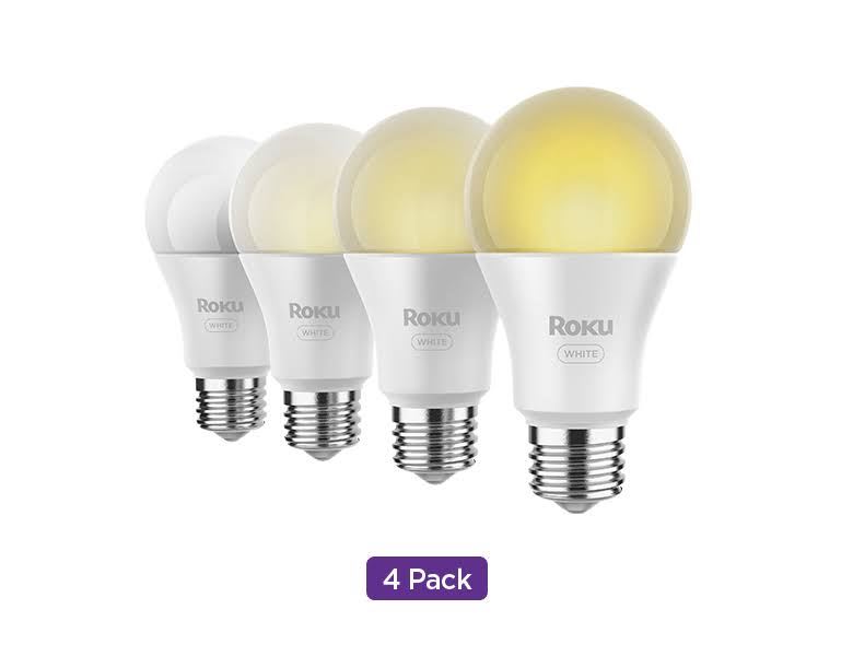 c419c83aa8971cf4e6e235c0d7b23a7b8175dae9fb9377299760d662bd40c3a7.jpg Roku Smart Home Smart Bulb SE (White) 4-Pack with Adjustable Brightness and Temperature - 9.5 Watts - Image 1