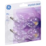 GE Crystal Clear Globe Candelabra Base Incandescent Light Bulb, 25W - 4 pack