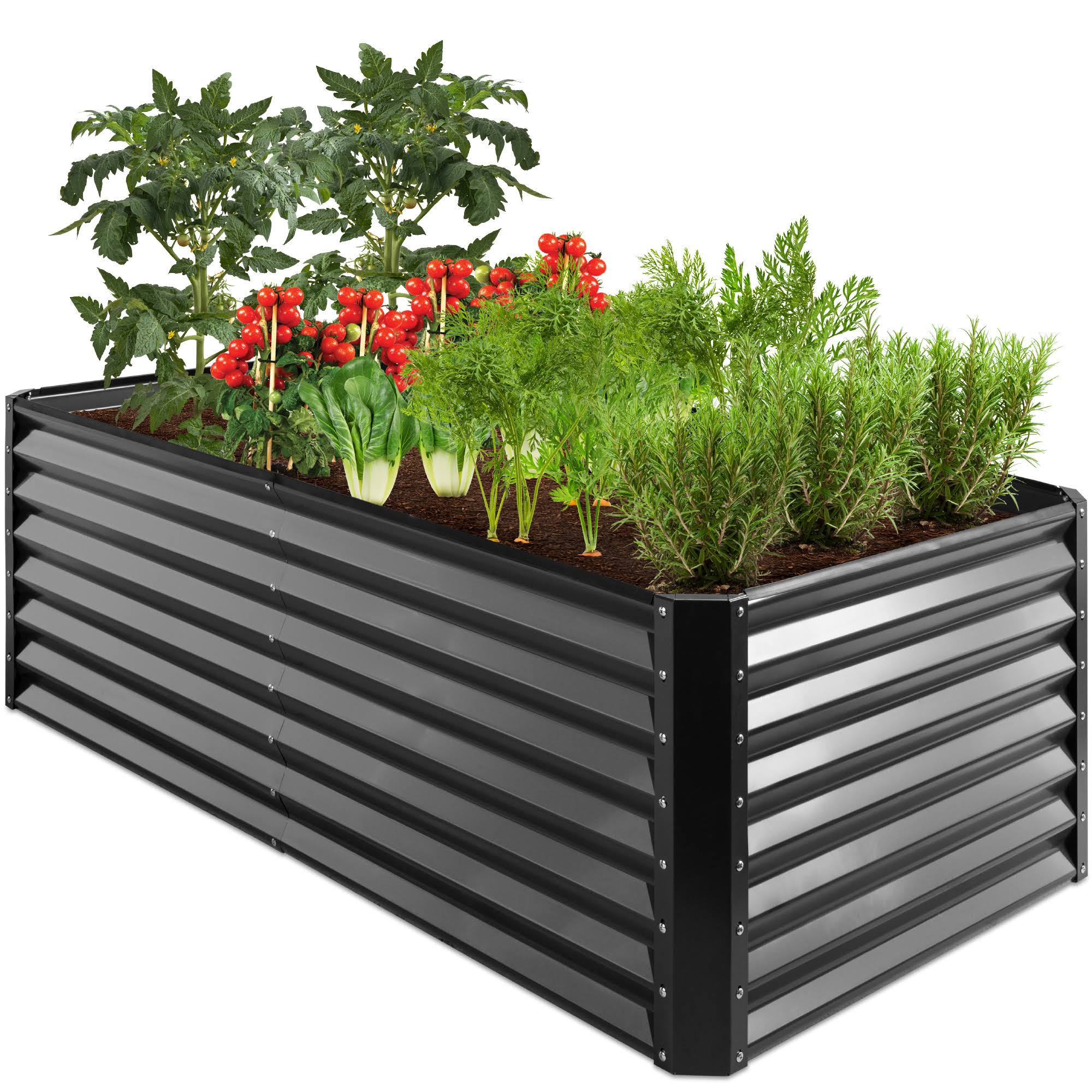 c48a37e0d0703e450d28ed5bcdfe3e8fbc87bcb53b5670d37acefb30cb208cc0.jpg Best Choice Products 6x3x2ft Outdoor Metal Raised Garden Bed, Planter Box for Vegetables, Flowers, Herbs - Gray - Image 1
