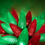24 C9 Red, Green LED Christmas Lights, 8" Spacing