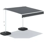 AECOJOY Free Standing Retractable Awning, 10'x8' Patio Awnings Outdoor Manual Sun Shade Shelter, Dark Grey